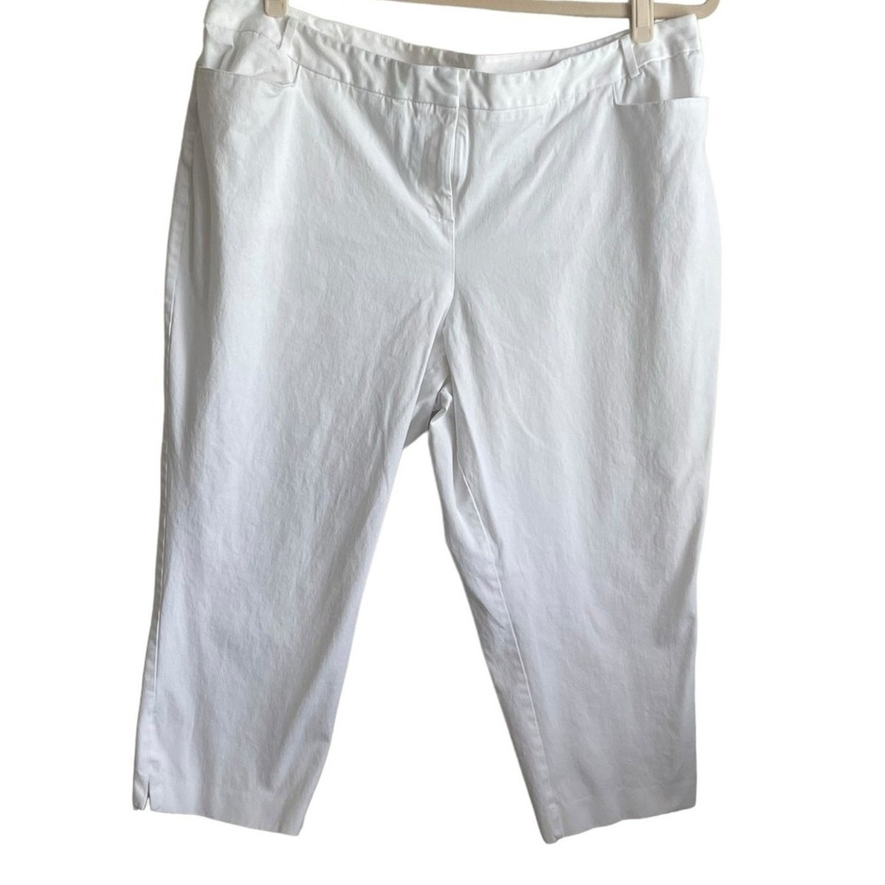 Lane Bryant Women Coastal Grandma Beachy Capri Pants 24 White Minimalist Stretch